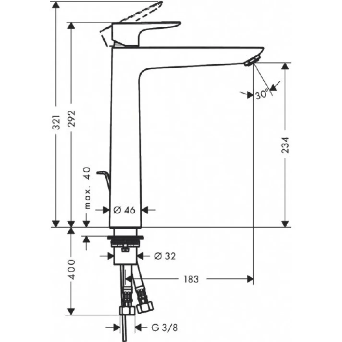 Змішувач для умивальника Hansgrohe Talis E (71716000) - Фото 1